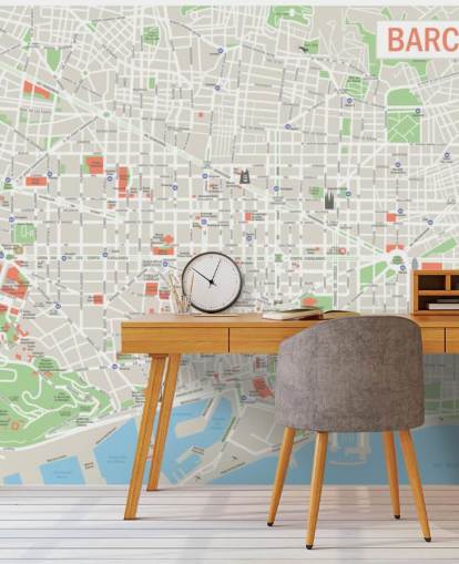 colourful custom barcelona map wall mural called Map of Barcelona colourful custom barcelona map wall mural called Map of Barcelona
