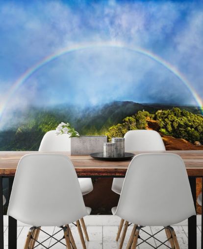 rocky mountain with a huge natural rainbow wall mural rocky mountain with a huge natural rainbow wall mural