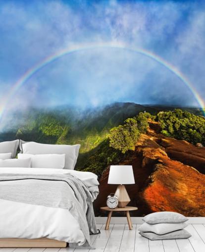 rocky mountain with a huge natural rainbow wall mural rocky mountain with a huge natural rainbow wall mural
