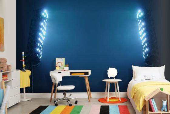 Blue Soccer Stadium Lights at Night Wallpaper