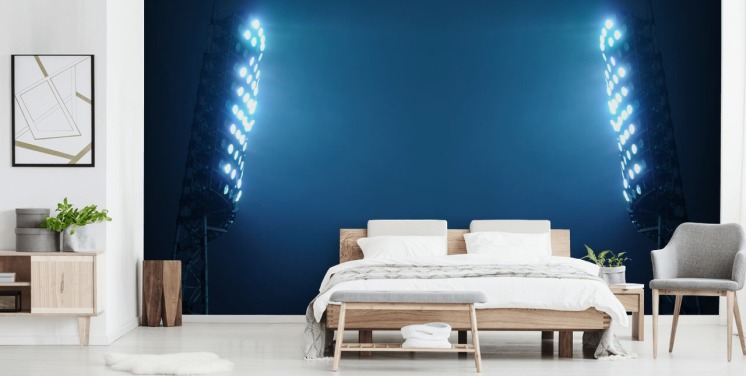 Blue Soccer Stadium Lights at Night Wallpaper