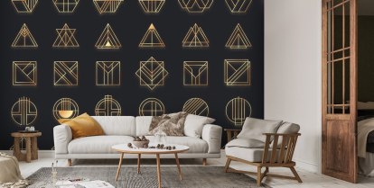 Rhombus Geometric Lines Art Deco Wallpaper Mural