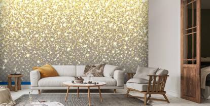 Sparkling gold glitter confetti on simple white background - Pattern Art  Print