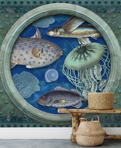 fisk og maneter i koøye vindu tapet fisk og maneter i koøye vindu tapet