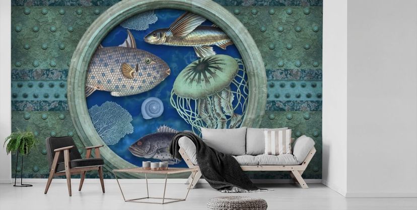 Fishing on the Lake Wall Mural Wallpaper Wall Art Peel & Stick