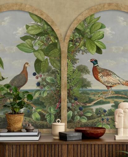 fasaani ja riikinkukko istui ikkunan vintage-tyyliin taustakuva fasaani ja riikinkukko istui ikkunan vintage-tyyliin taustakuva