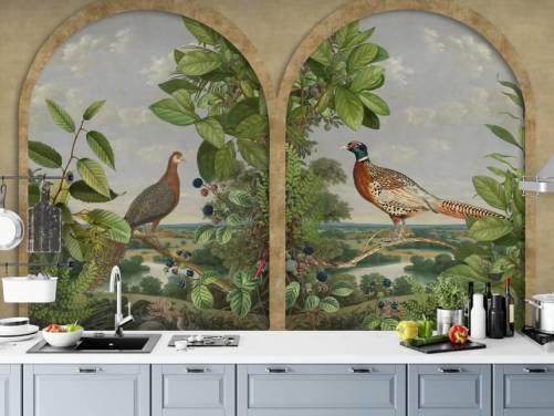Window with Nordic Birds Window Wallpaper