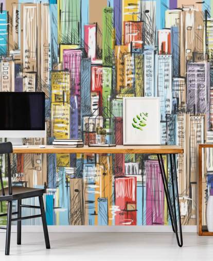 illustrated colourful city blocks wallpaper illustrated colourful city blocks wallpaper