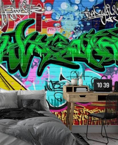 Graffiti Art Urban Grön Bakgrund Graffiti Art Urban Grön Bakgrund