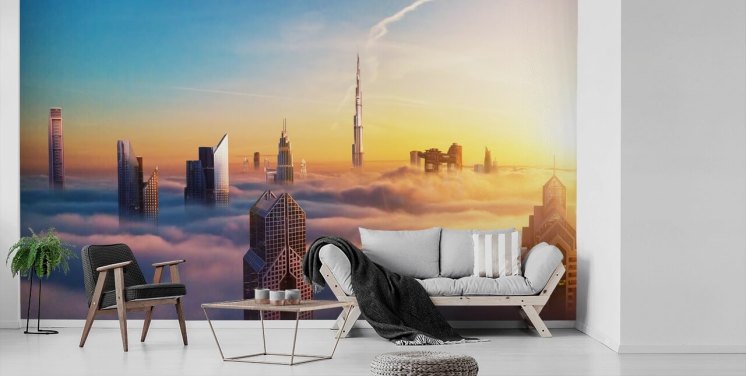 fond d'écran nuages gratte-ciel dubaï