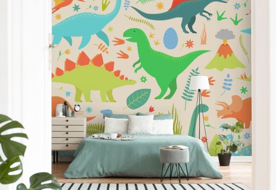 colourful cartoon dinosaurs wallpaper