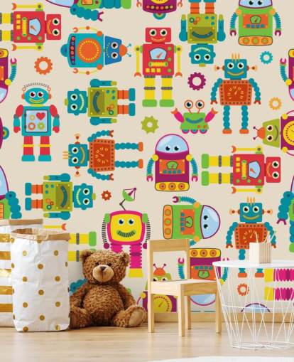 Fondo de pantalla colorido de robots de dibujos animados Fondo de pantalla colorido de robots de dibujos animados