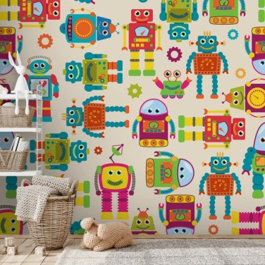 Colourful Cartoon Robots Wallpaper