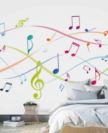 fargerikt tilpassbart musikkveggmaleri kalt Colourful Music Notes for musikklasserom fargerikt tilpassbart musikkveggmaleri kalt Colourful Music Notes for musikklasserom