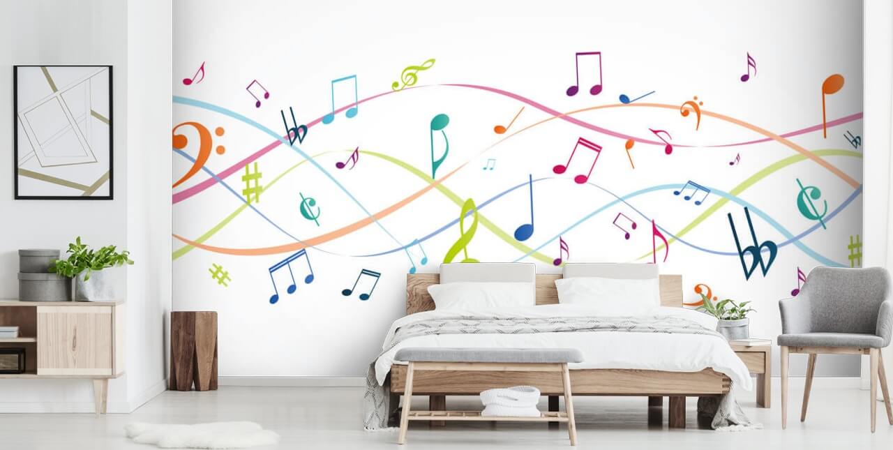 Bunte Musiknoten Fototapete