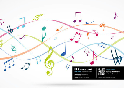 Colorful Music Notes Wallpaper Mural | Wallsauce US