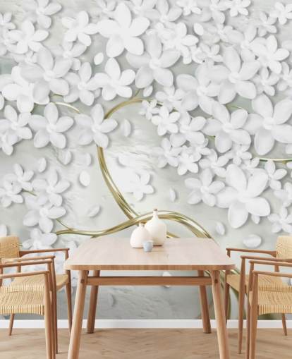 vita blommor på guld trädstam tapeter vita blommor på guld trädstam tapeter