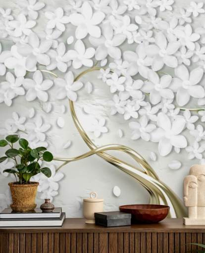 white flowers on gold tree trunk wallpaper white flowers on gold tree trunk wallpaper