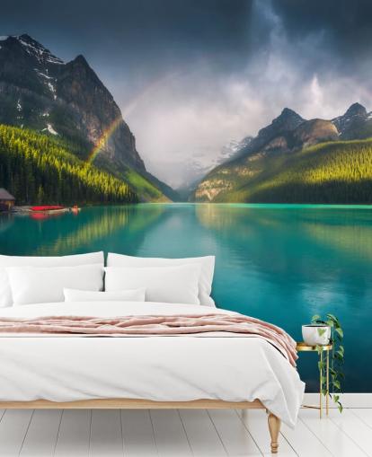 sateenkaari yli sininen järvi ja vuoret tapetti sateenkaari yli sininen järvi ja vuoret tapetti