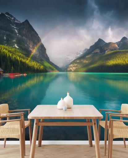 rainbow over blue lake and mountains wallpaper rainbow over blue lake and mountains wallpaper