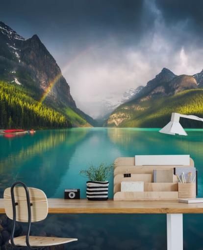 rainbow over blue lake and mountains wallpaper rainbow over blue lake and mountains wallpaper