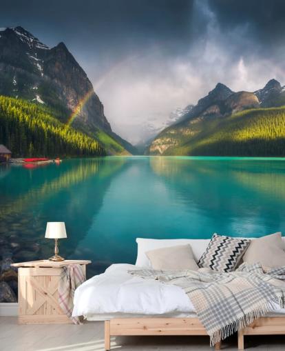 rainbow over blue lake and mountains wallpaper rainbow over blue lake and mountains wallpaper