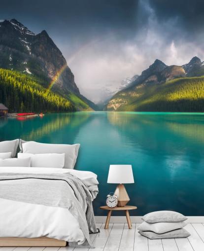 arcobaleno su carta da parati blu lago e montagne arcobaleno su carta da parati blu lago e montagne