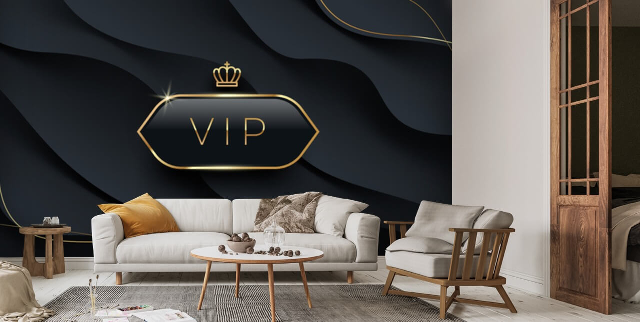 Glossy VIP Black Glass Label With Gold Crown, VIP Membership For