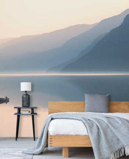 misty still lake and mountains wallpaper misty still lake and mountains wallpaper