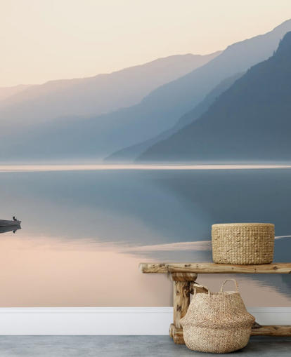 Fondo de pantalla de misty still lake and mountains Fondo de pantalla de misty still lake and mountains