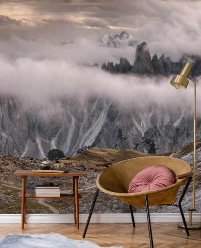 misty view of dolomite mountain wallpaper misty view of dolomite mountain wallpaper