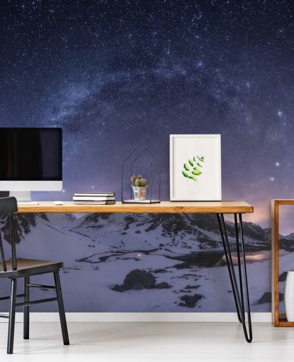 montañas nevadas con fondo de pantalla de cielo estrellado montañas nevadas con fondo de pantalla de cielo estrellado