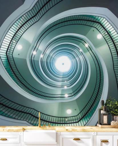 off-white and green shade stairway tunnel wallpaper off-white and green shade stairway tunnel wallpaper