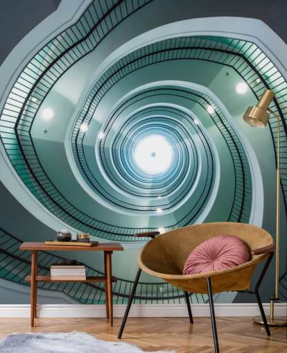 off-white and green shade stairway tunnel wallpaper off-white and green shade stairway tunnel wallpaper