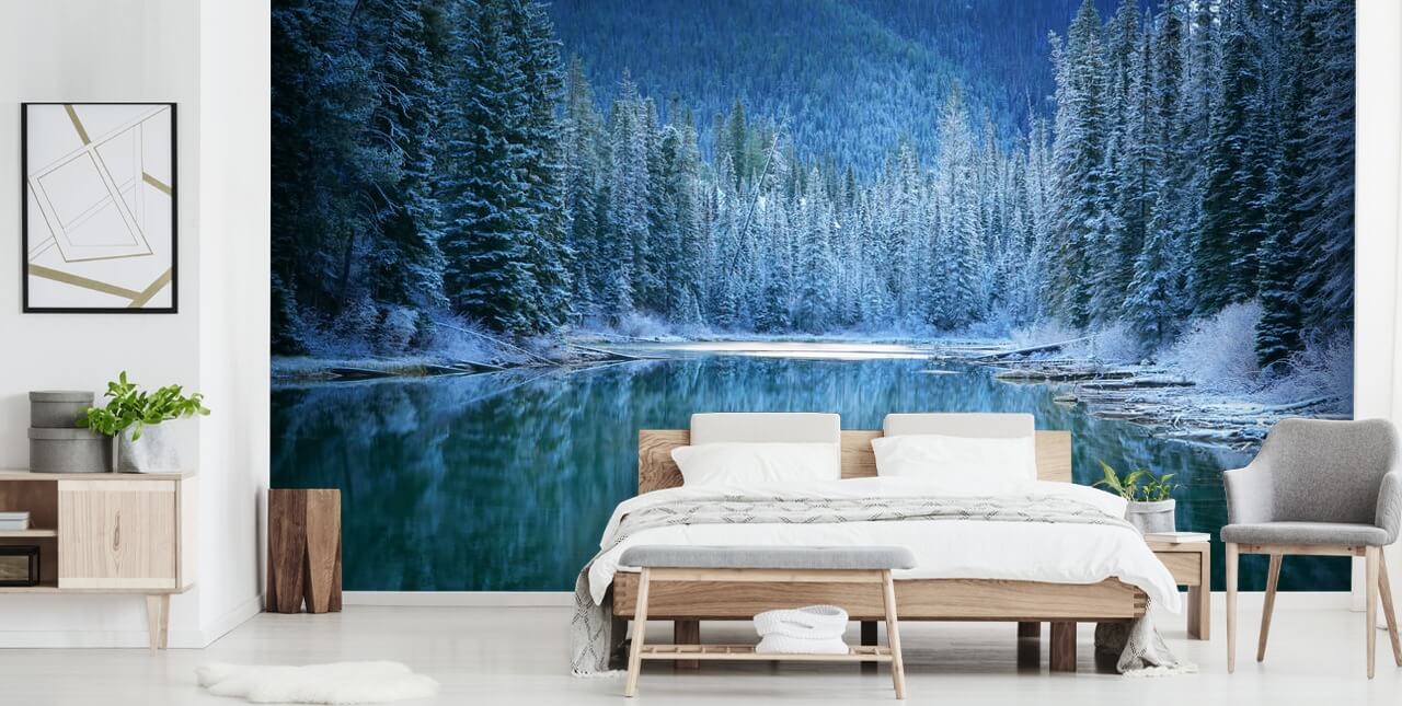 verschneiten Wald von See Tapete verschneiten Wald von See Tapete