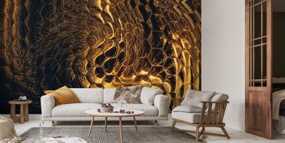 Abstract liquid gold design pattern. Graphic painting in golden