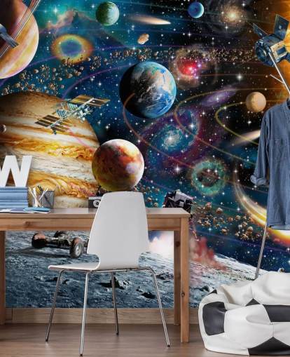 mural de papel pintado espacial personalizable llamado Space Odyssey de Adrian Chesterman para dormitorio infantil mural de papel pintado espacial personalizable llamado Space Odyssey de Adrian Chesterman para dormitorio infantil