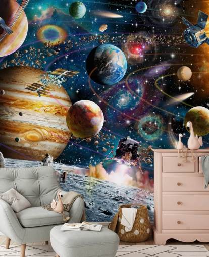 mural de papel pintado espacial personalizable llamado Space Odyssey de Adrian Chesterman para dormitorio infantil mural de papel pintado espacial personalizable llamado Space Odyssey de Adrian Chesterman para dormitorio infantil