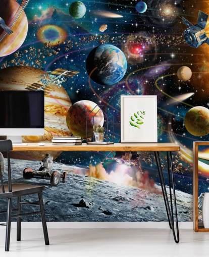 mural de papel pintado espacial personalizable llamado Space Odyssey de Adrian Chesterman para dormitorio infantil mural de papel pintado espacial personalizable llamado Space Odyssey de Adrian Chesterman para dormitorio infantil