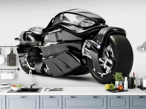 Carta da parati nera con moto futuristica