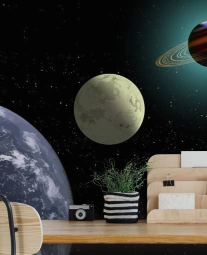 Earth Moon And Saturn Wallpaper Mural Earth Moon And Saturn Wallpaper Mural