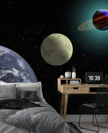 Earth Moon Og Saturn Bakgrunn Mural Earth Moon Og Saturn Bakgrunn Mural