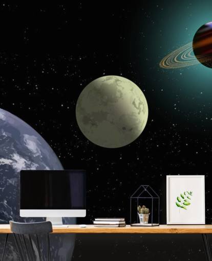 Earth Moon And Saturn Wallpaper Mural Earth Moon And Saturn Wallpaper Mural