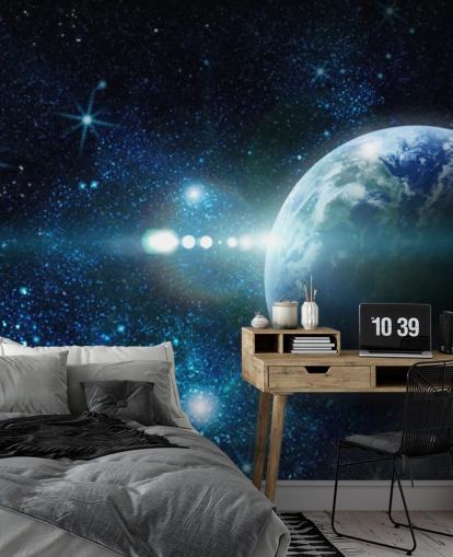 dark blue and white customisable planet wallpaper called Realistic Planet Earth in Space for bedrooms dark blue and white customisable planet wallpaper called Realistic Planet Earth in Space for bedrooms