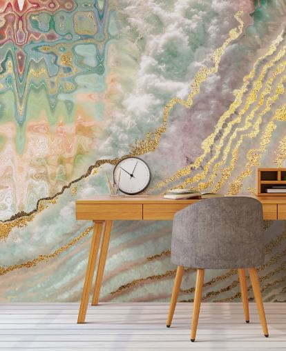 gold colour geode with pink, purple and green shades wallpaper gold colour geode with pink, purple and green shades wallpaper