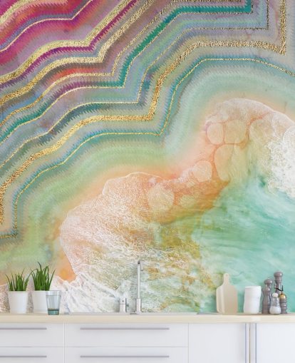 pink, peach and turquoise geode effect wallpaper pink, peach and turquoise geode effect wallpaper