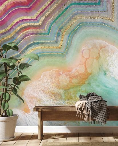 pink, peach and turquoise geode effect wallpaper pink, peach and turquoise geode effect wallpaper