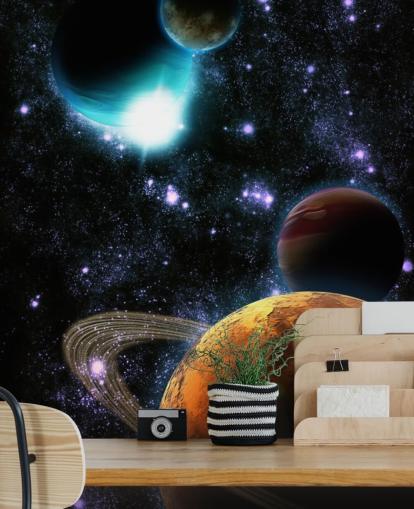 Abstract Planets with Star Nebula Wall Mural Abstract Planets with Star Nebula Wall Mural