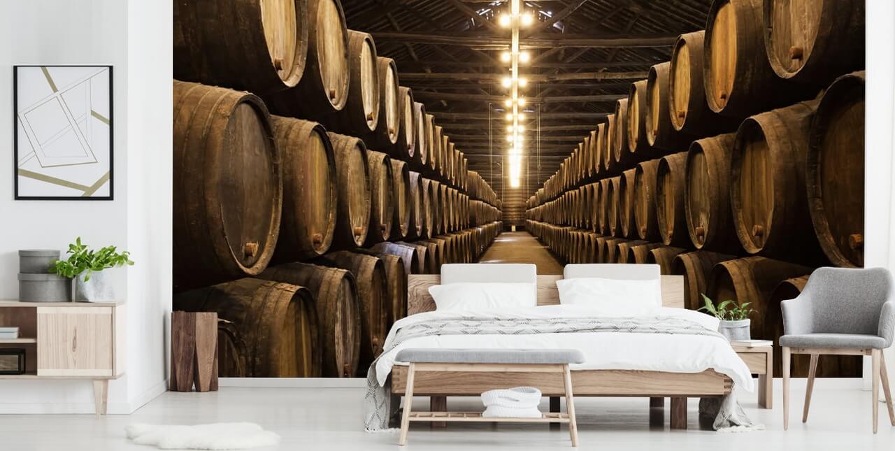 Wine Cellar with Barrels Wallpaper