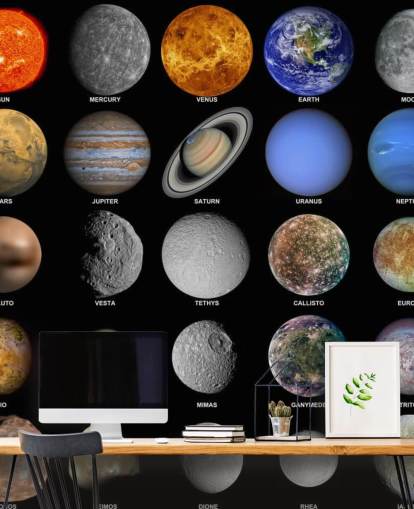 Aurinkokunnan seinämaalaus Taustakuva Aurinkokunnan seinämaalaus Taustakuva